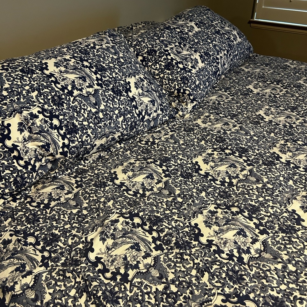 Ralph Lauren Tamarind Blue and White Duvet Set